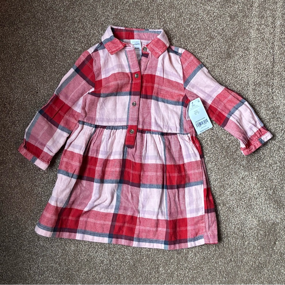 Carter's Pink and Red Checkered Dress